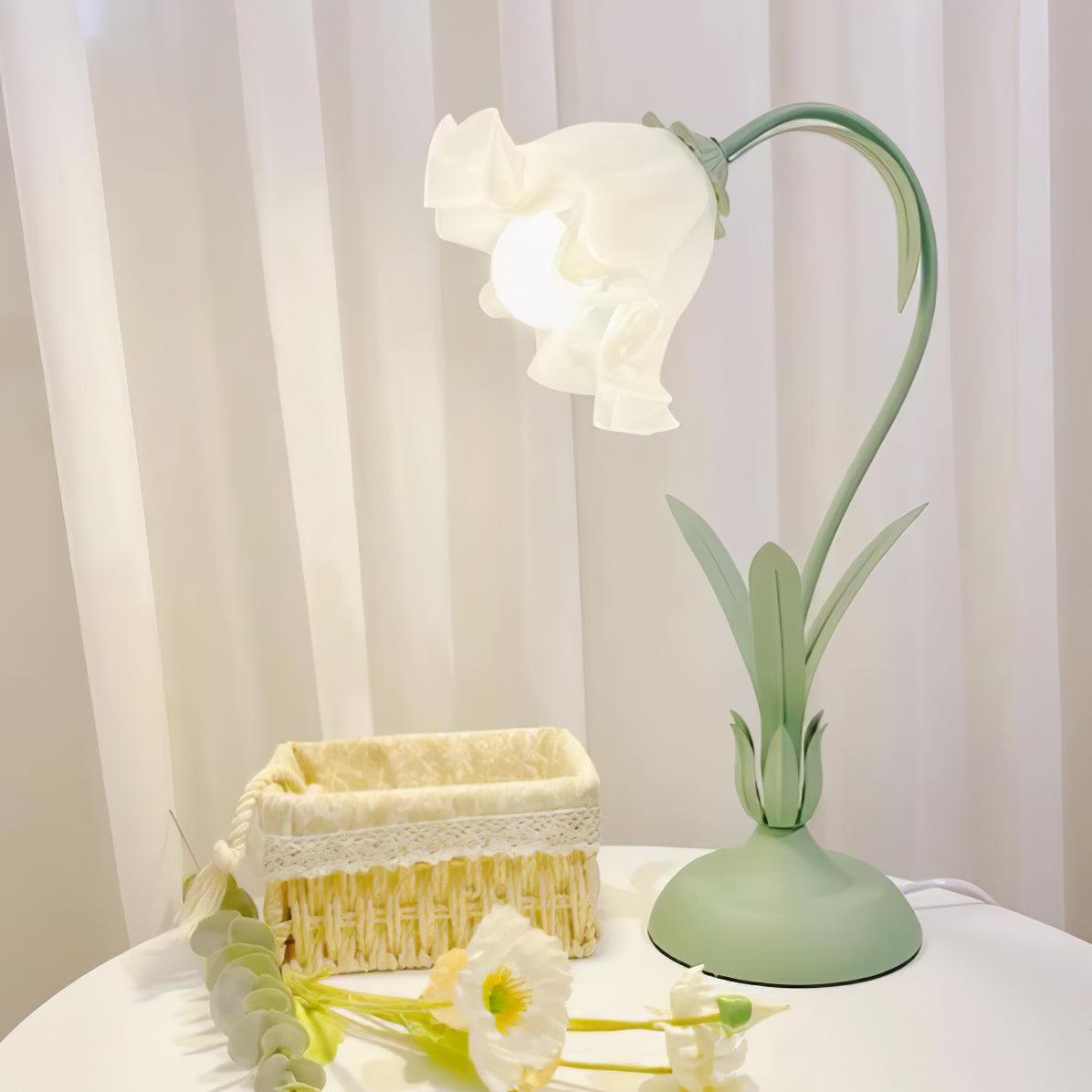 Lily of the Valley Table Lamp | Gold-Tone Metal & Glass | 30cm Diameter