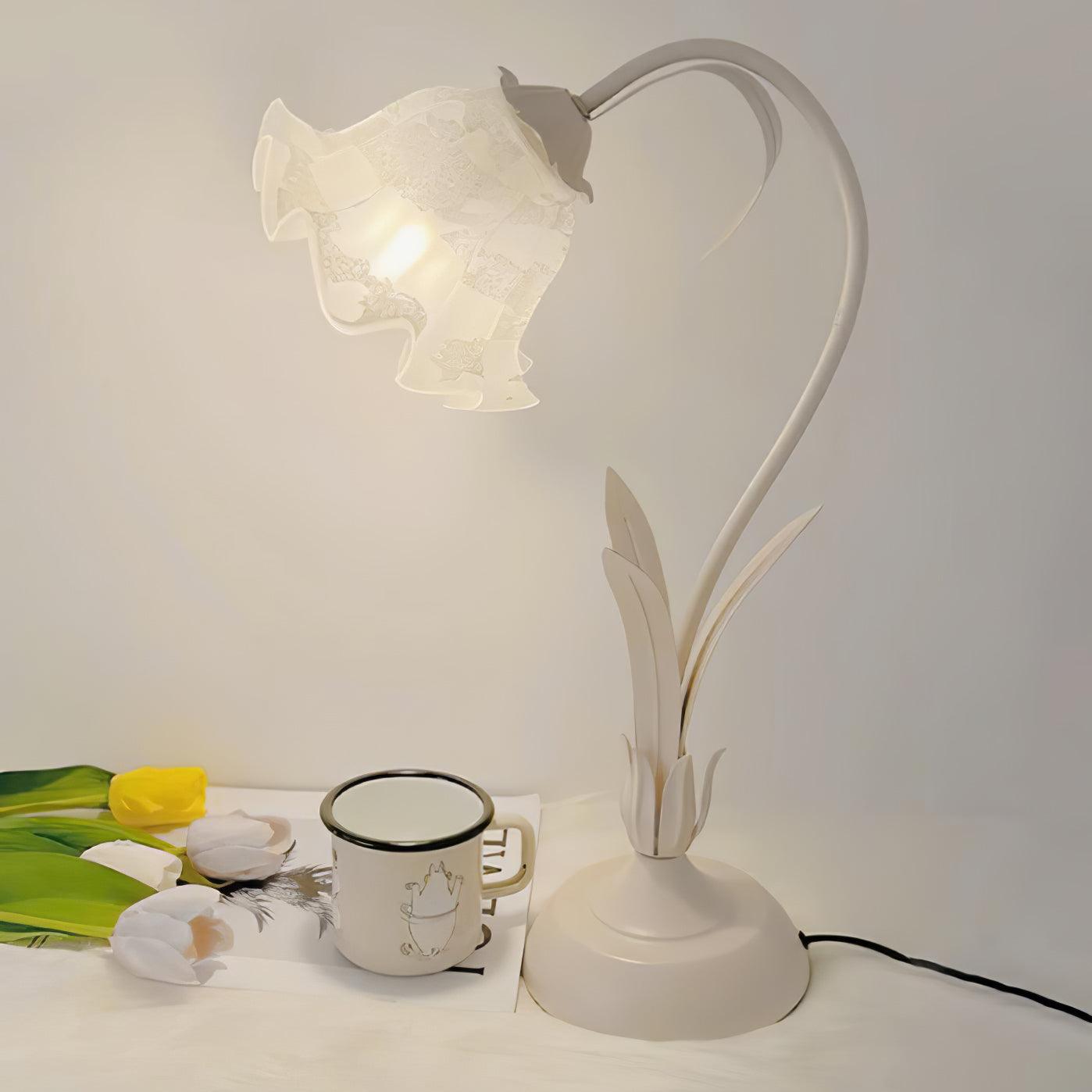 Lily of the Valley Table Lamp | Gold-Tone Metal & Glass | 30cm Diameter