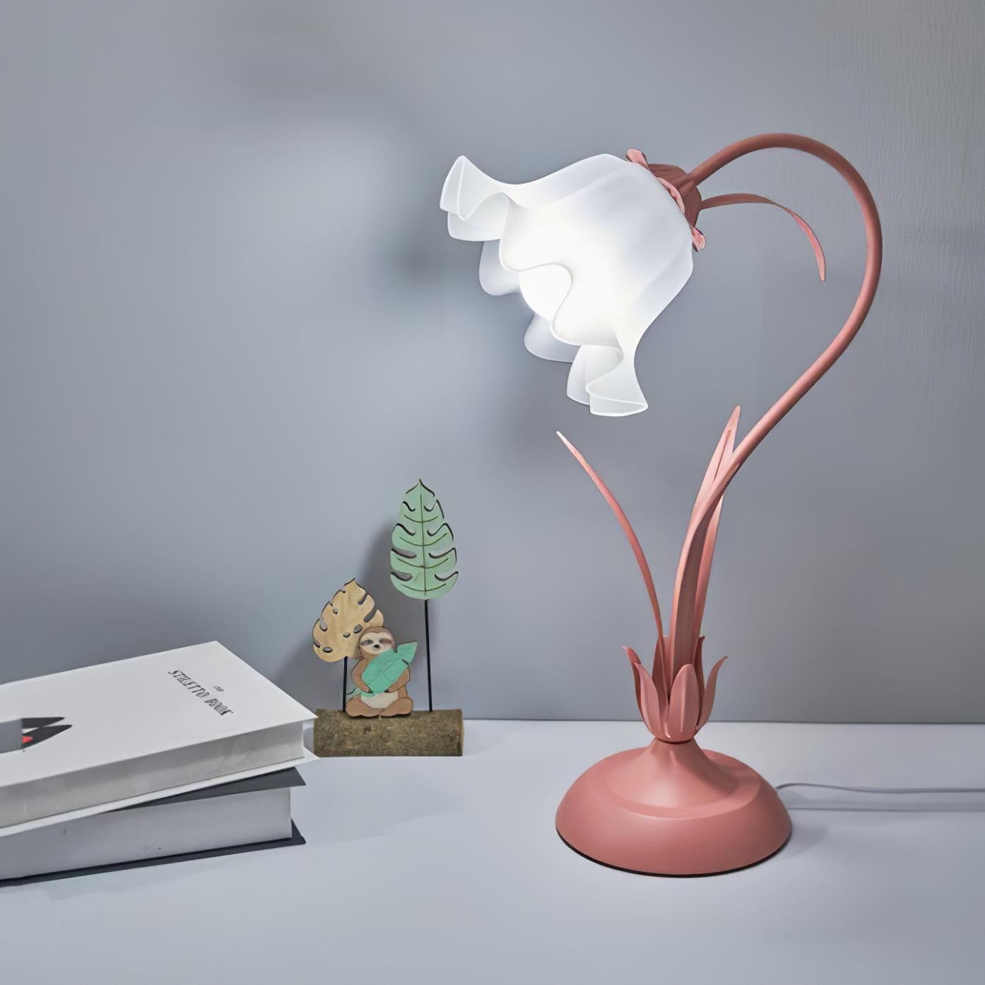 Lily of the Valley Table Lamp | Gold-Tone Metal & Glass | 30cm Diameter