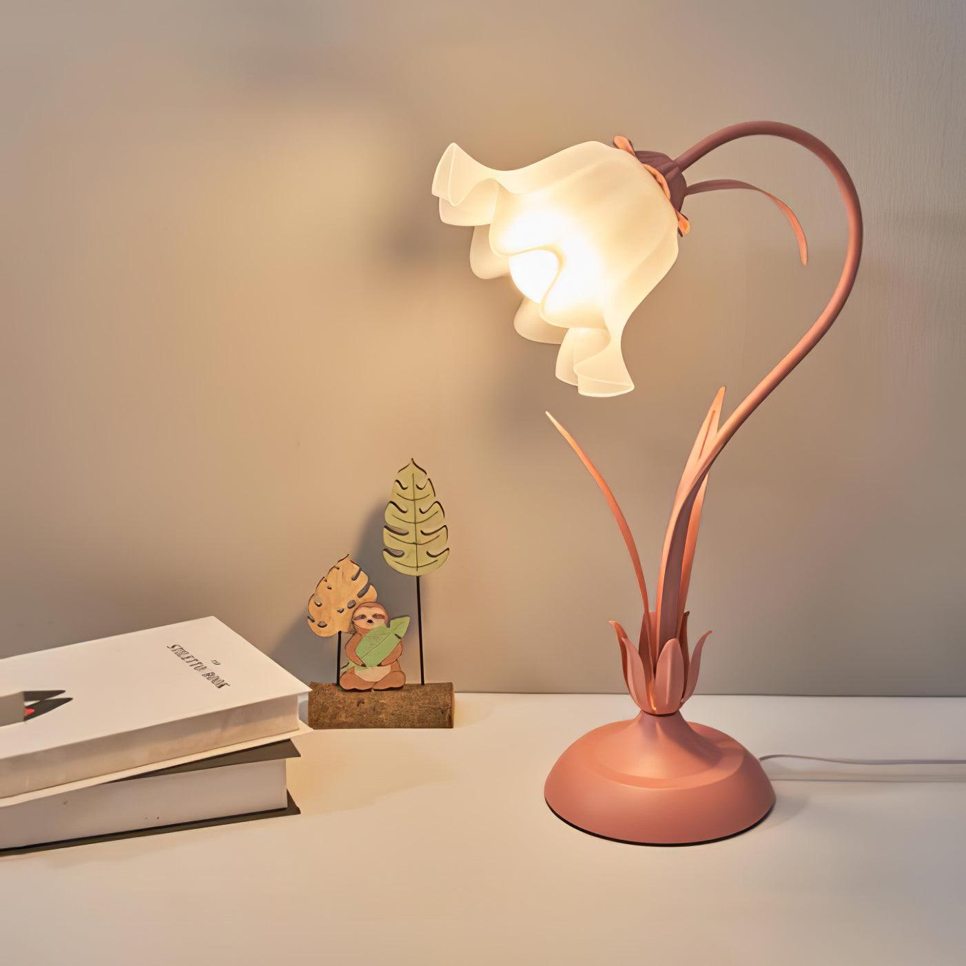 Lily of the Valley Table Lamp | Gold-Tone Metal & Glass | 30cm Diameter