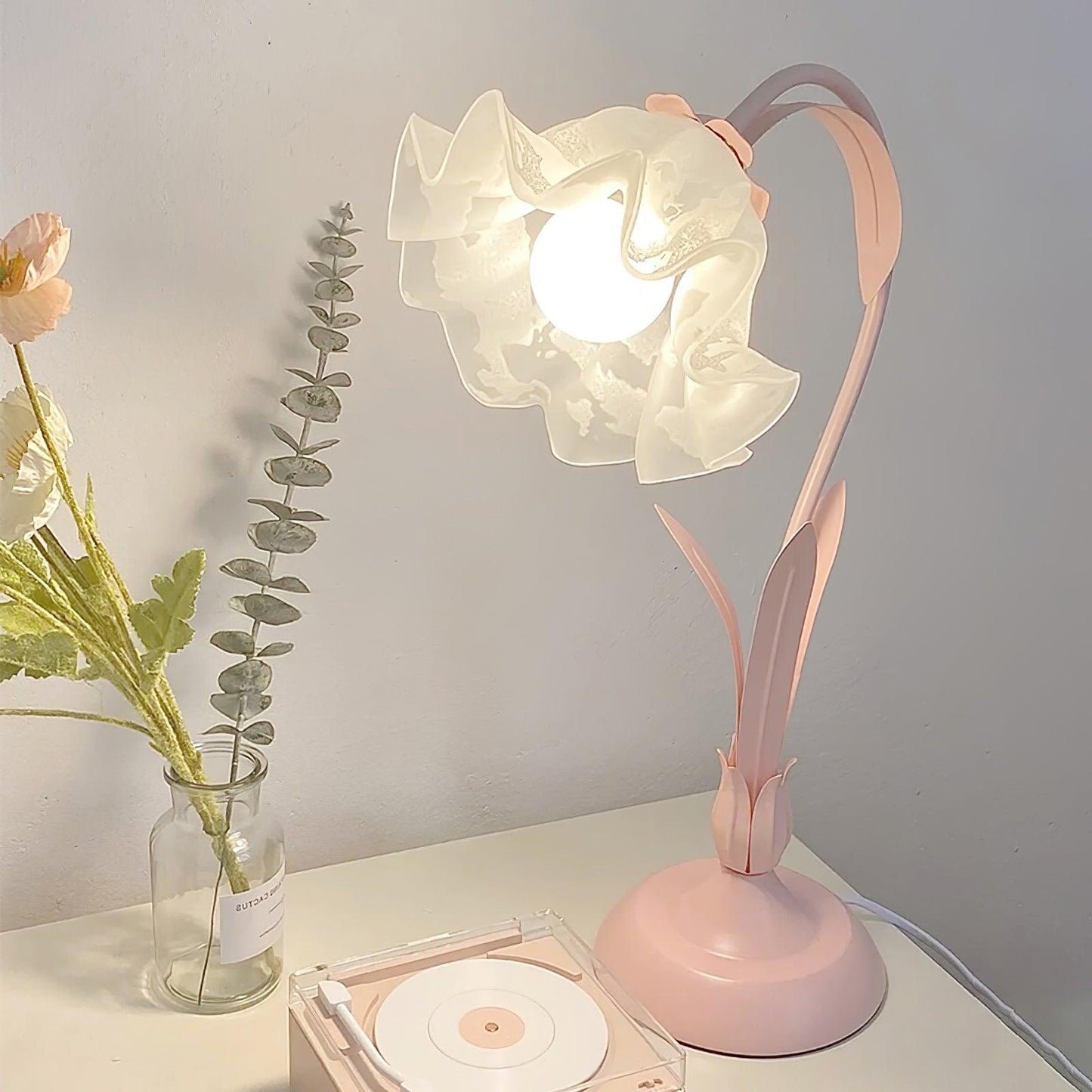 Lily of the Valley Table Lamp | Gold-Tone Metal & Glass | 30cm Diameter