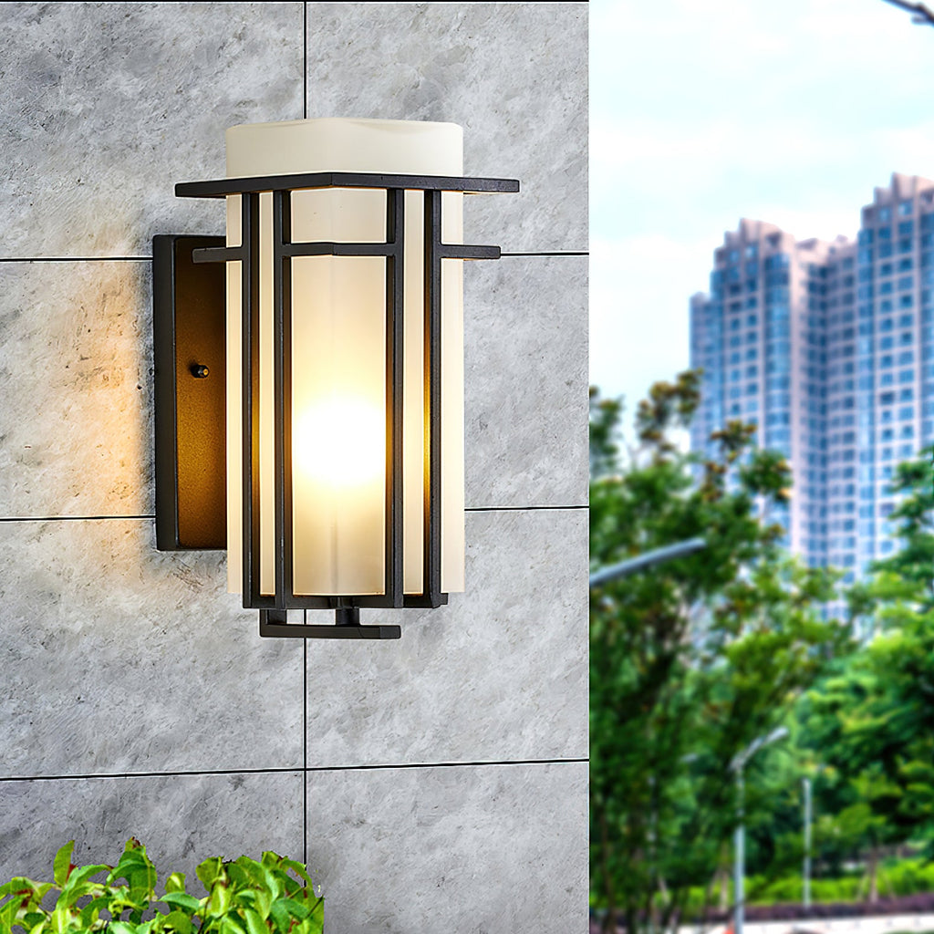 Linden Outdoor Wall Lamp | Iron & Glass | Black