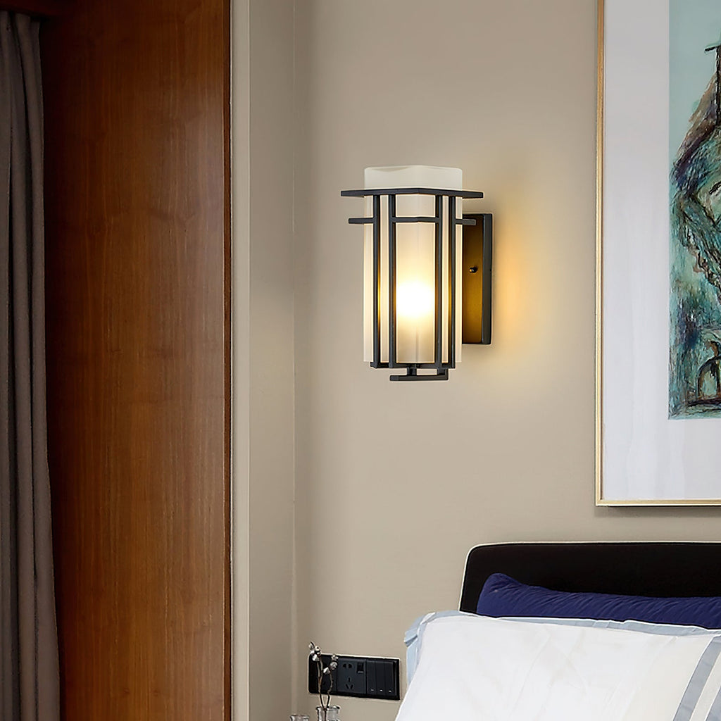 Linden Outdoor Wall Lamp | Iron & Glass | Black