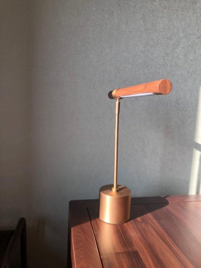 Linear Table Lamp | Metal & Acrylic | Gold & Wood Finish