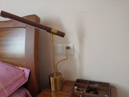 Linear Table Lamp | Metal & Acrylic | Gold & Wood Finish