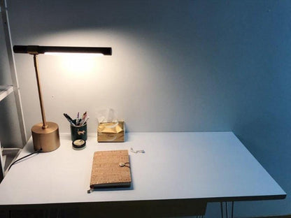 Linear Table Lamp | Metal & Acrylic | Gold & Wood Finish