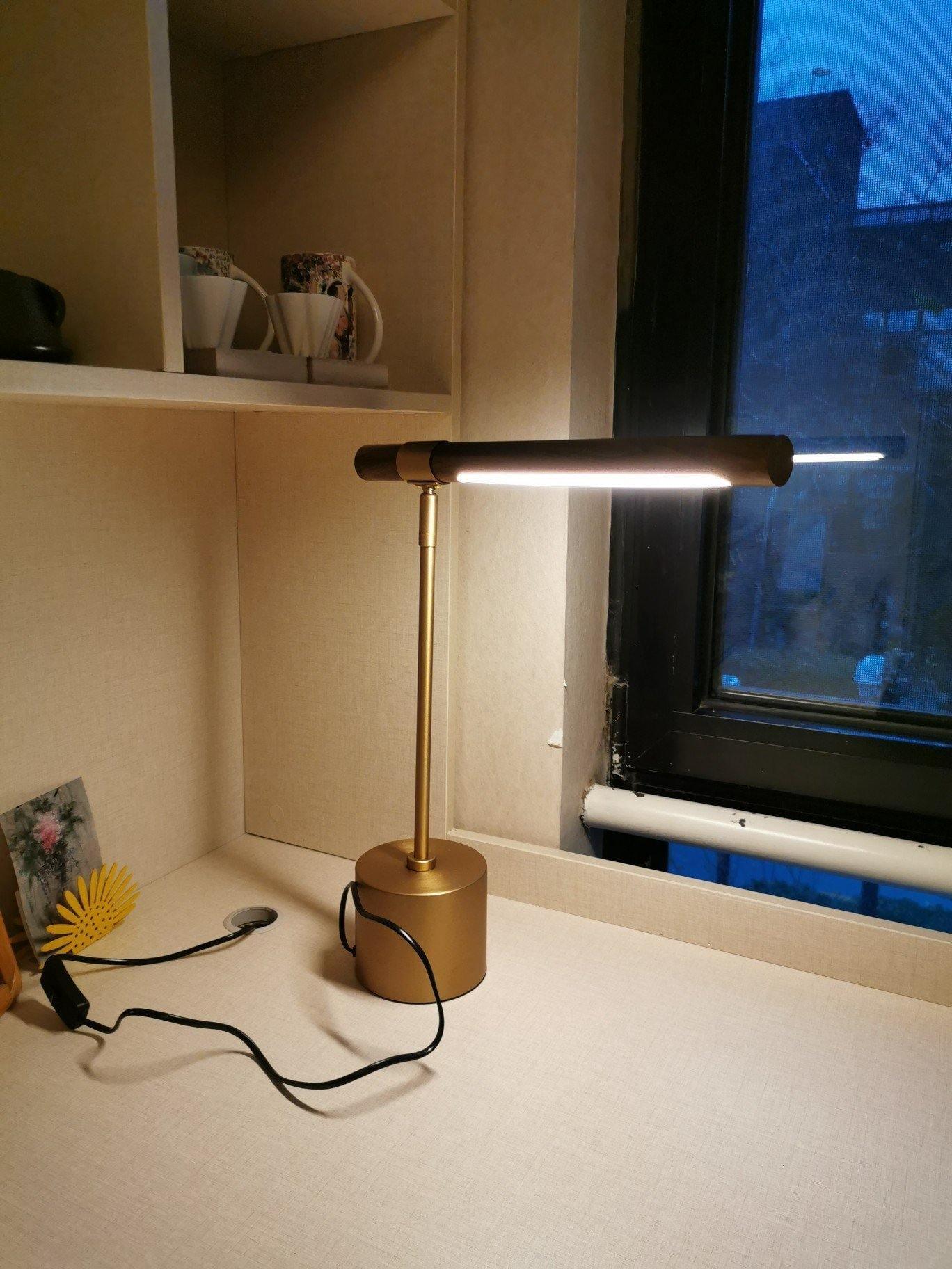 Linear Table Lamp | Metal & Acrylic | Gold & Wood Finish