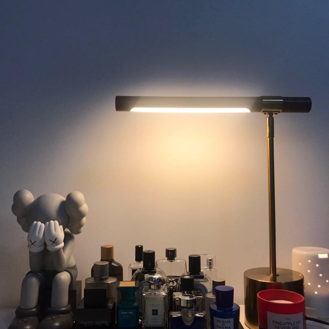 Linear Table Lamp | Metal & Acrylic | Gold & Wood Finish