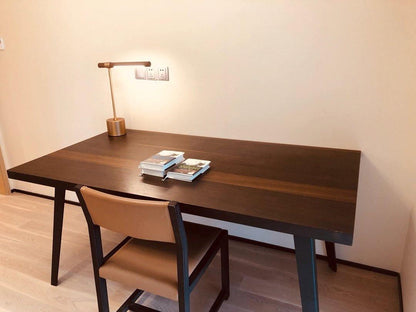 Linear Table Lamp | Metal & Acrylic | Gold & Wood Finish