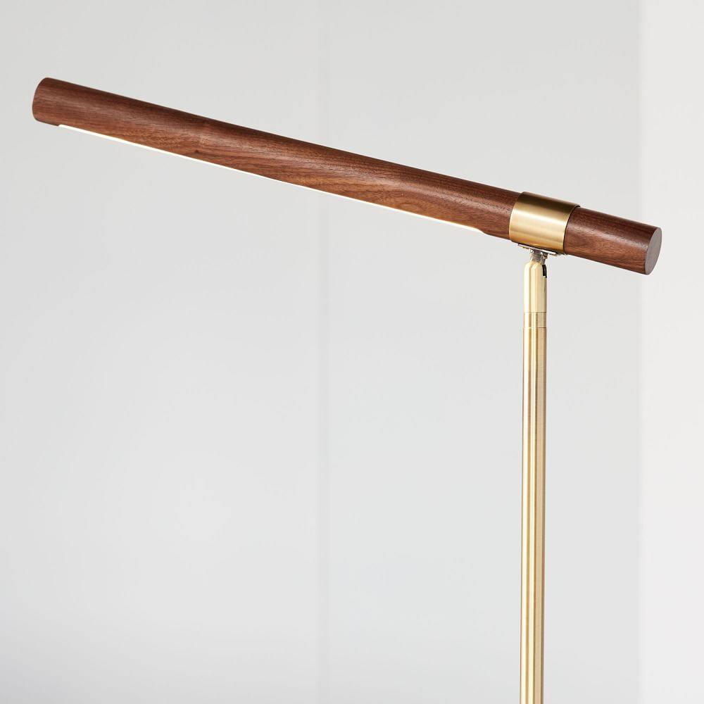 Linear Table Lamp | Metal & Acrylic | Gold & Wood Finish