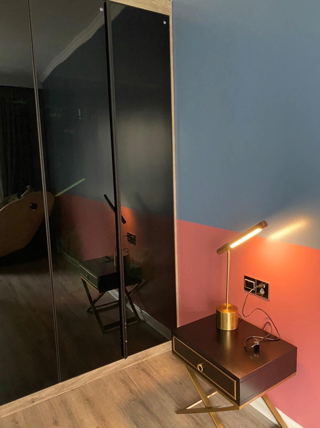 Linear Table Lamp | Metal & Acrylic | Gold & Wood Finish