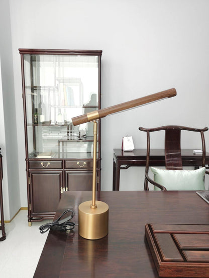 Linear Table Lamp | Metal & Acrylic | Gold & Wood Finish