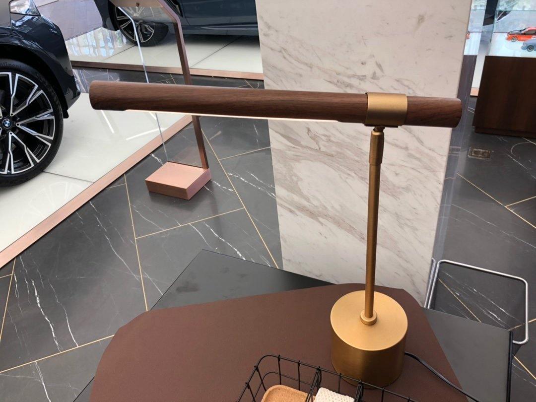 Linear Table Lamp | Metal & Acrylic | Gold & Wood Finish