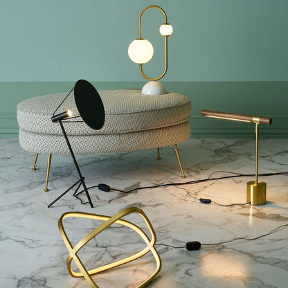 Linear Table Lamp | Metal & Acrylic | Gold & Wood Finish
