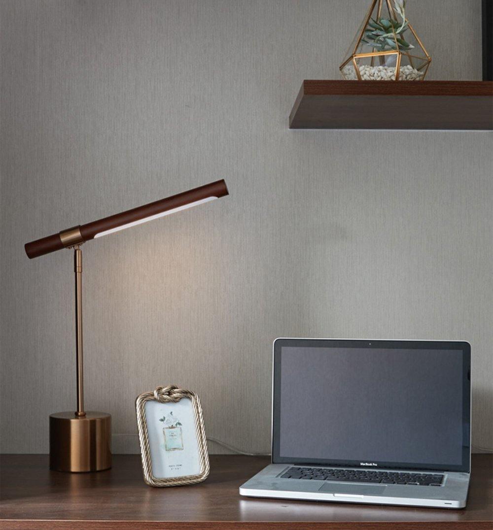 Linear Table Lamp | Metal & Acrylic | Gold & Wood Finish