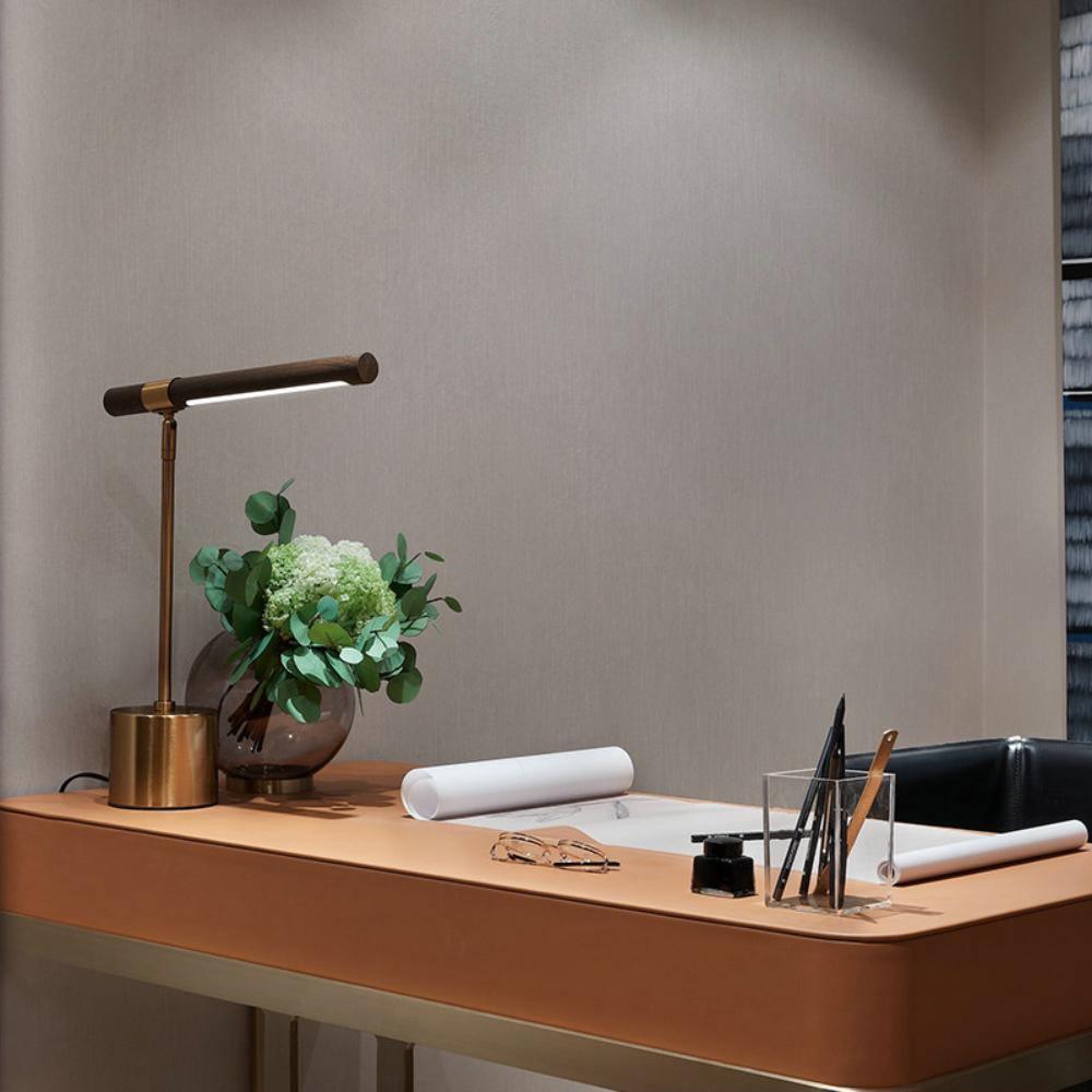Linear Table Lamp | Metal & Acrylic | Gold & Wood Finish