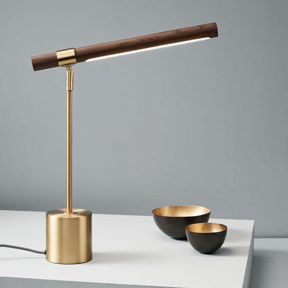 Linear Table Lamp | Metal & Acrylic | Gold & Wood Finish
