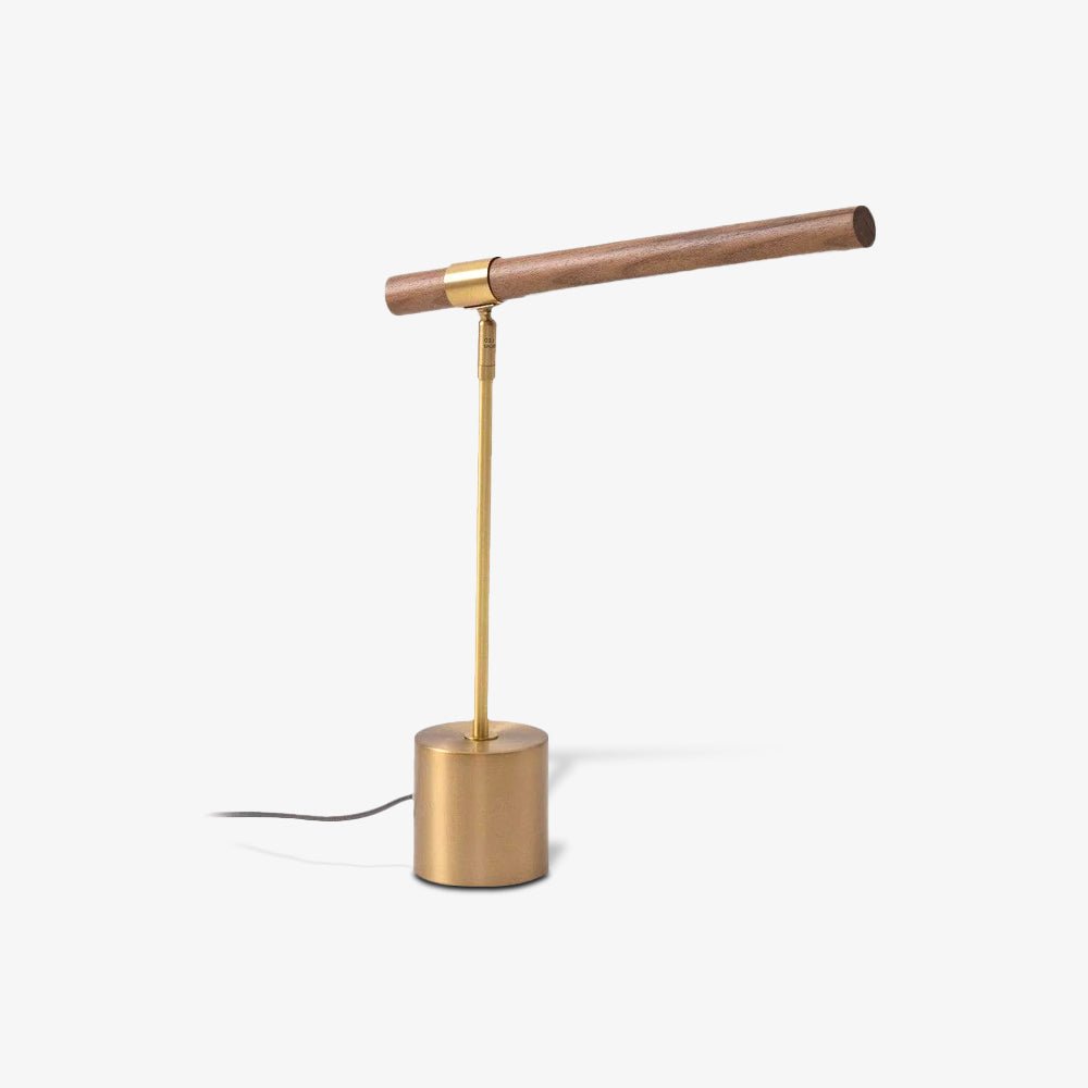 Linear Table Lamp | Metal & Acrylic | Gold & Wood Finish
