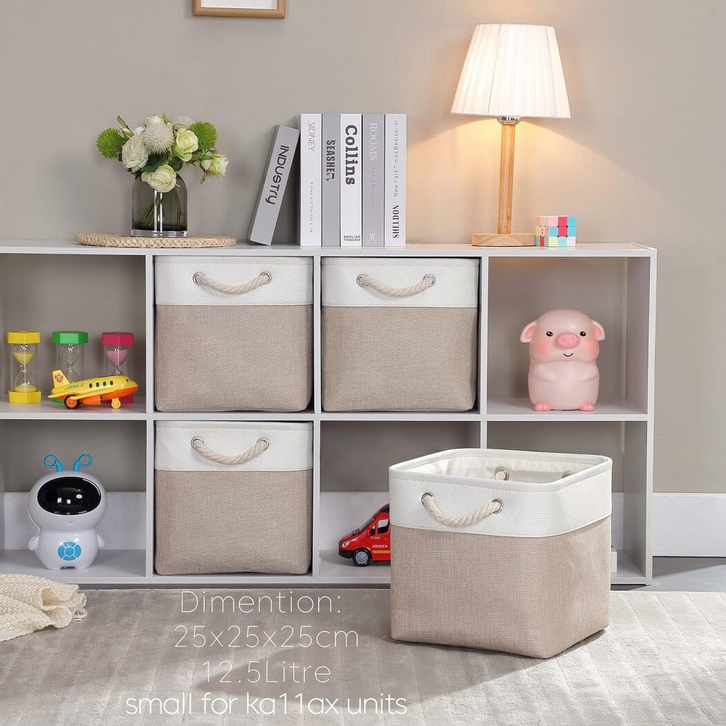 Fabric Storage Cubes | Foldable with Cotton Rope Handles | 25cm x 25cm