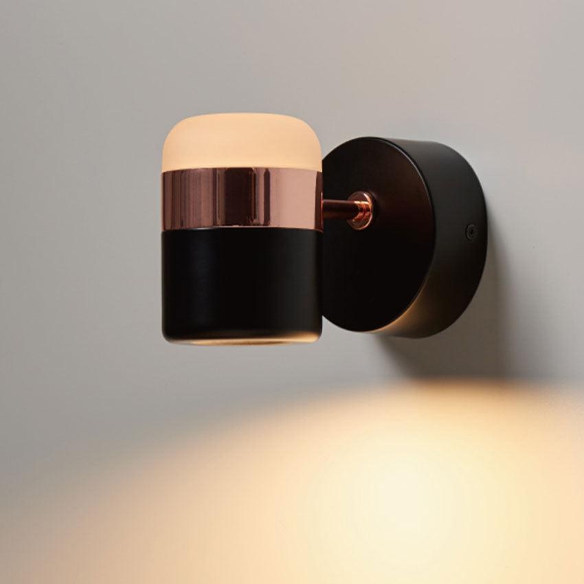 Adjustable Wall Lamp | Frosted Glass & Steel | White/Brass, Black/Brass, Black/Copper