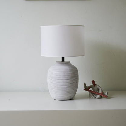 Lino Stripe Table Lamp | Ceramic Base | Grey Shade