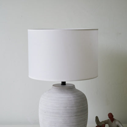 Lino Stripe Table Lamp | Ceramic Base | Grey Shade