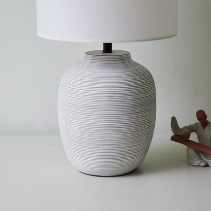 Lino Stripe Table Lamp | Ceramic Base | Grey Shade