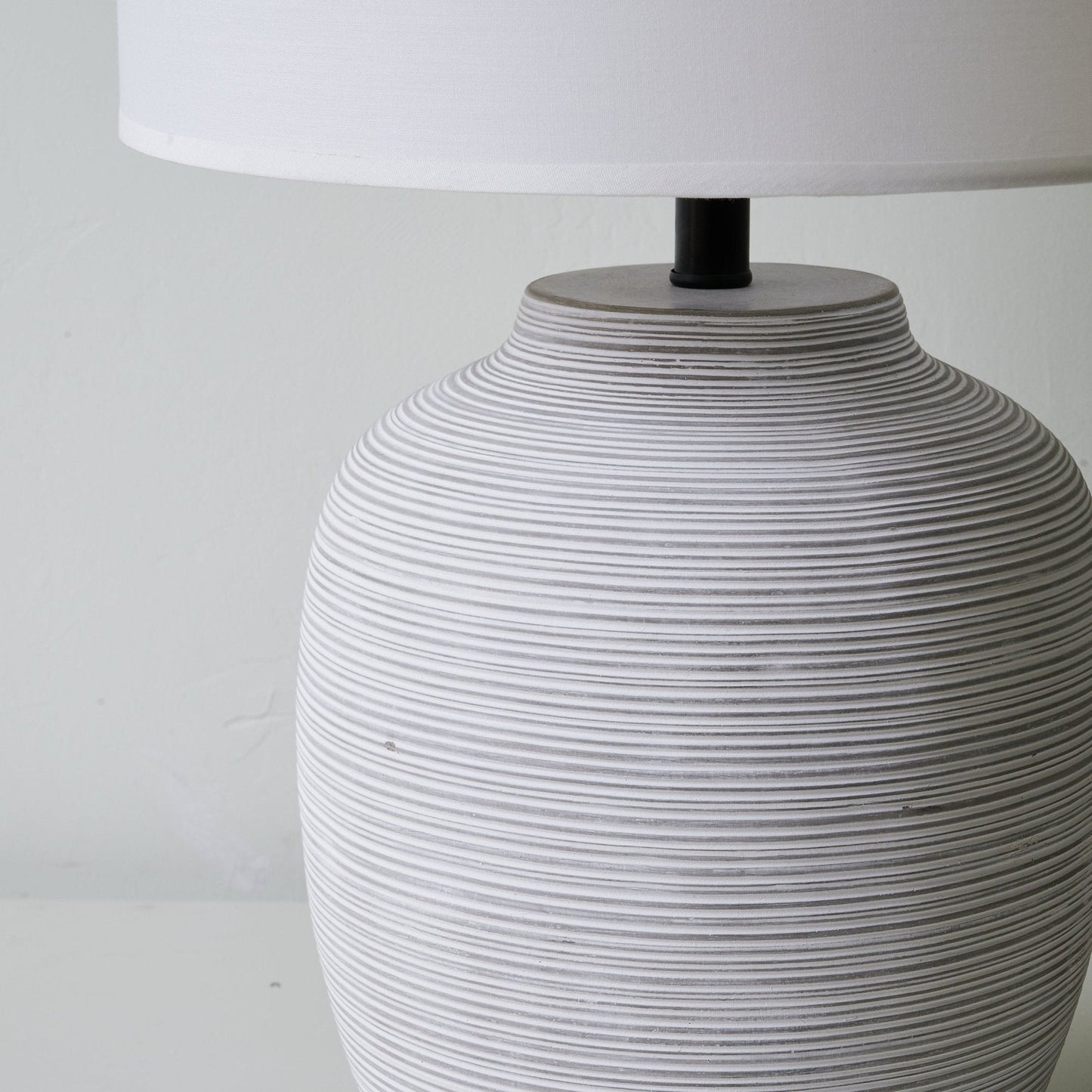 Lino Stripe Table Lamp | Ceramic Base | Grey Shade