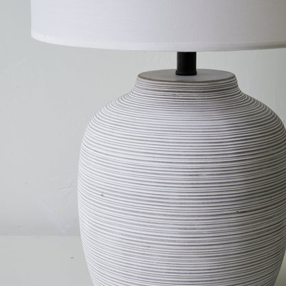 Lino Stripe Table Lamp | Ceramic Base | Grey Shade
