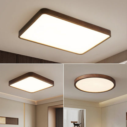 Lira Rectangular Ceiling Light | Metal, Wood, PVC | Walnut Wood Finish
