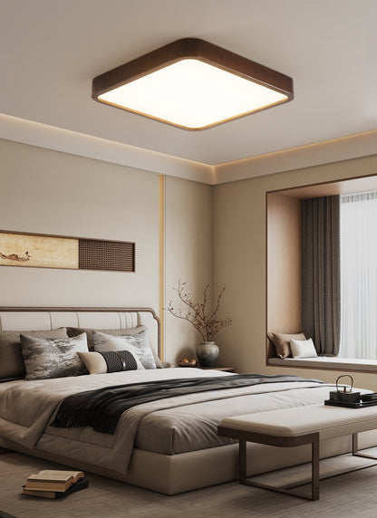 Lira Rectangular Ceiling Light | Metal, Wood, PVC | Walnut Wood Finish