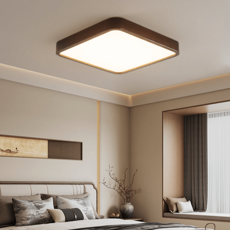 Lira Rectangular Ceiling Light | Metal, Wood, PVC | Walnut Wood Finish