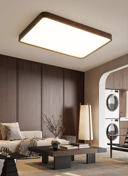 Lira Rectangular Ceiling Light | Metal, Wood, PVC | Walnut Wood Finish