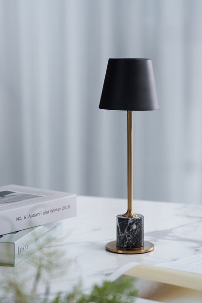 Lirio Mini Table Lamp | Marble Base | Black and Gold