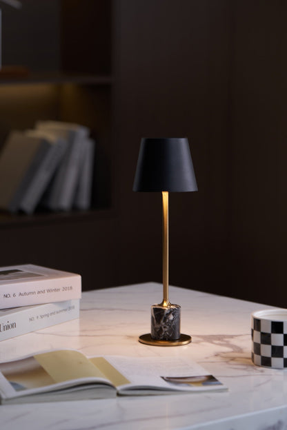 Lirio Mini Table Lamp | Marble Base | Black and Gold