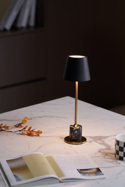 Lirio Mini Table Lamp | Marble Base | Black and Gold