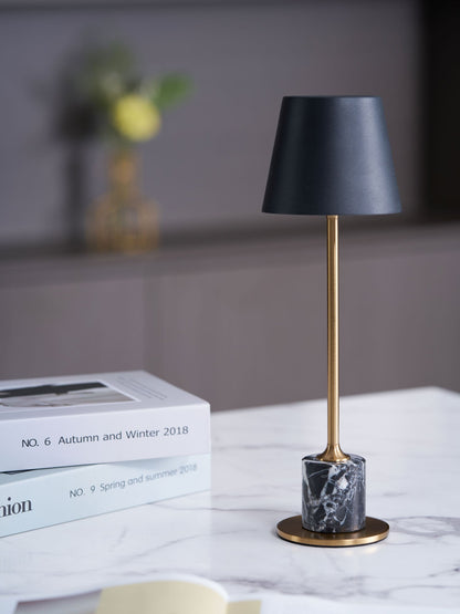 Lirio Mini Table Lamp | Marble Base | Black and Gold