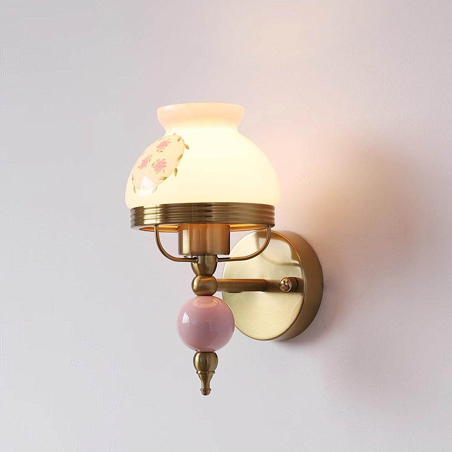 Loa Glass Wall Lamp | Iron & Glass | Gold, Beige or Pink