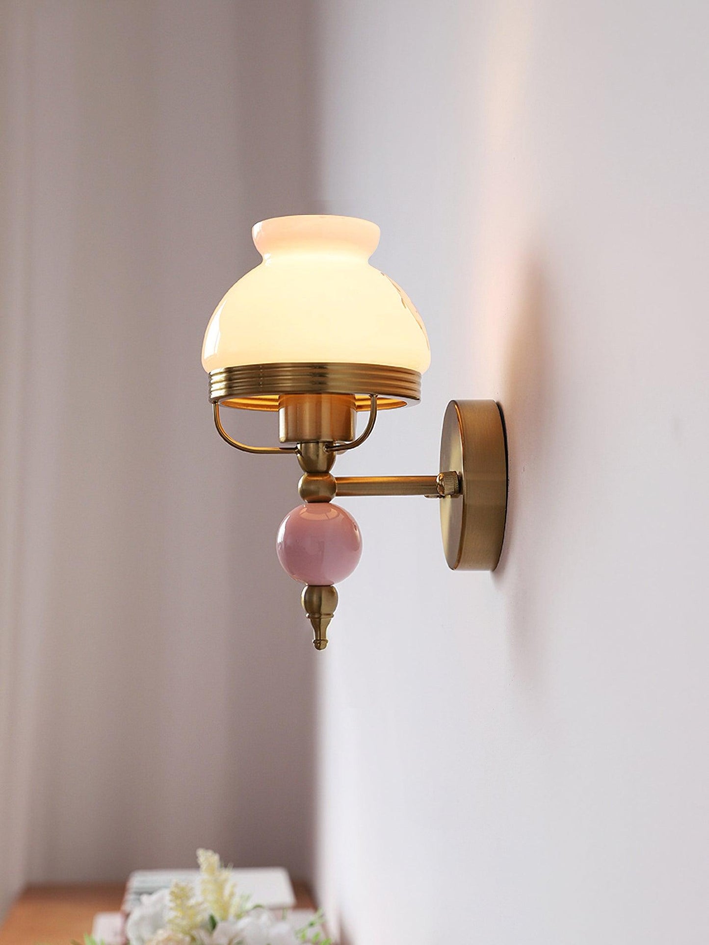 Loa Glass Wall Lamp | Iron & Glass | Gold, Beige or Pink