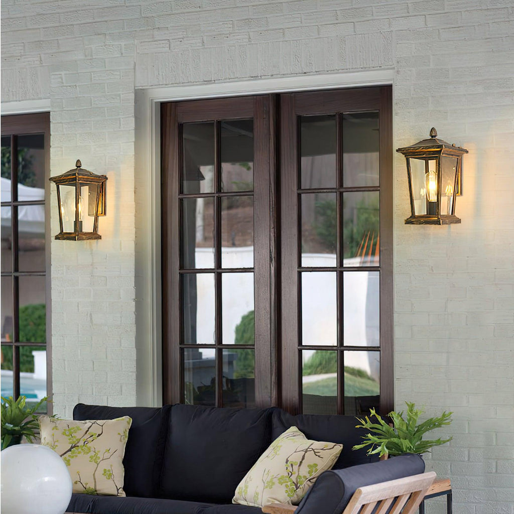 Lodge Birdcage Outdoor Wall Lamp | Aluminum & Glass | Black or Antique