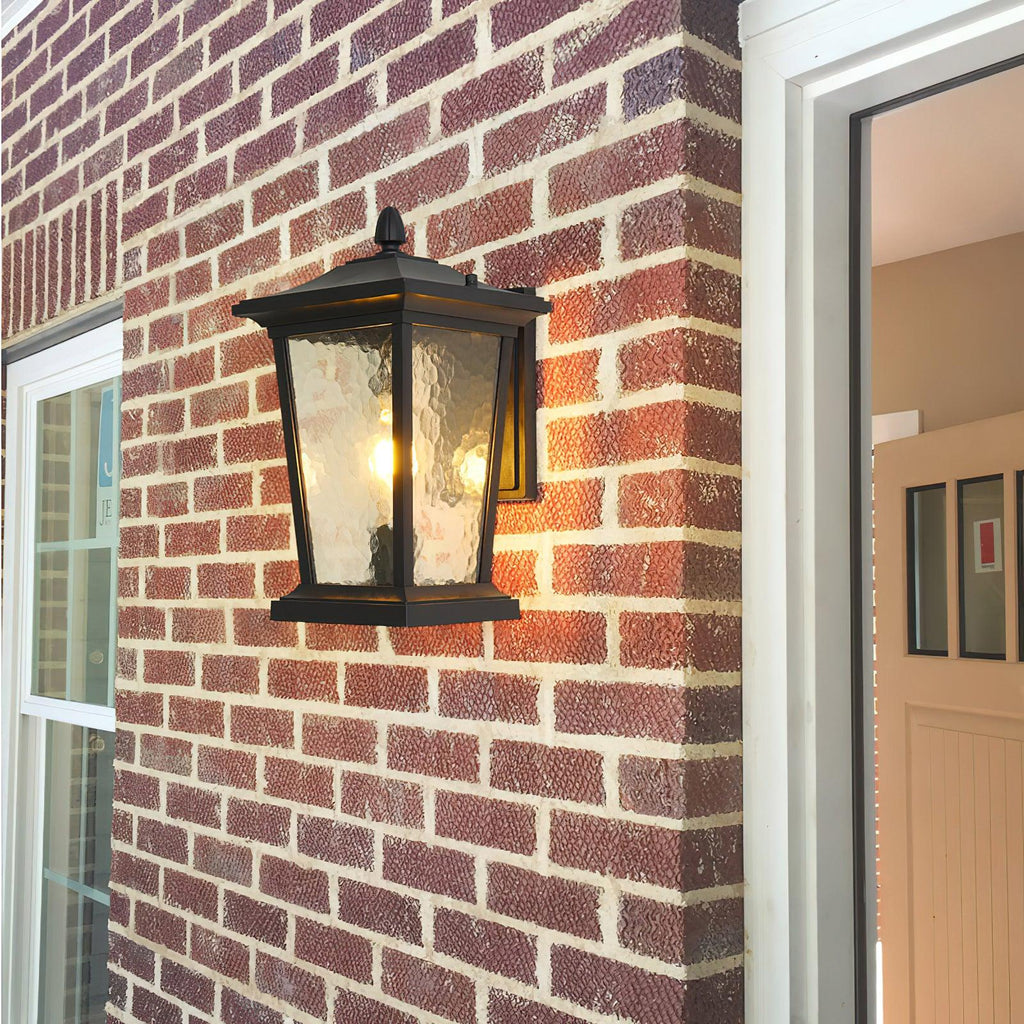 Lodge Birdcage Outdoor Wall Lamp | Aluminum & Glass | Black or Antique