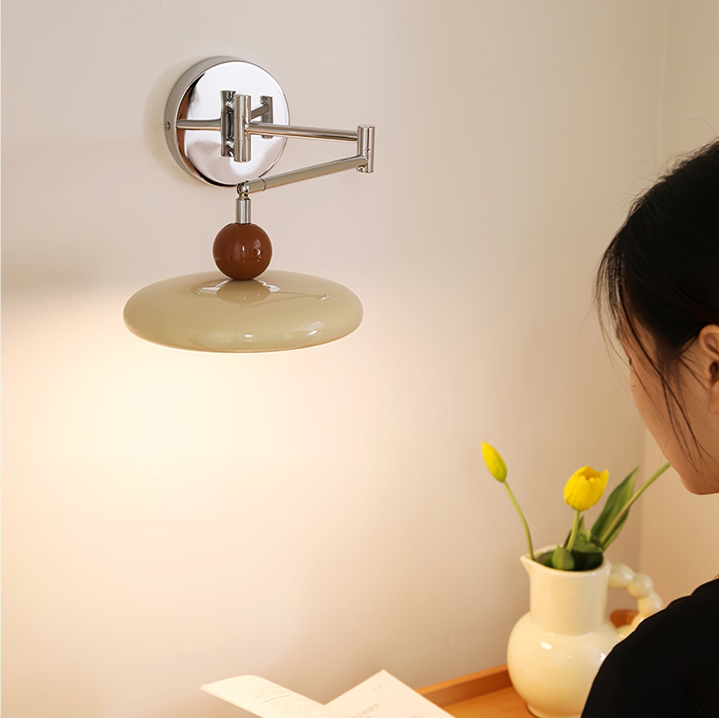 Lola Swing Arm Wall Lamp | Metal & Acrylic | Chrome or Green