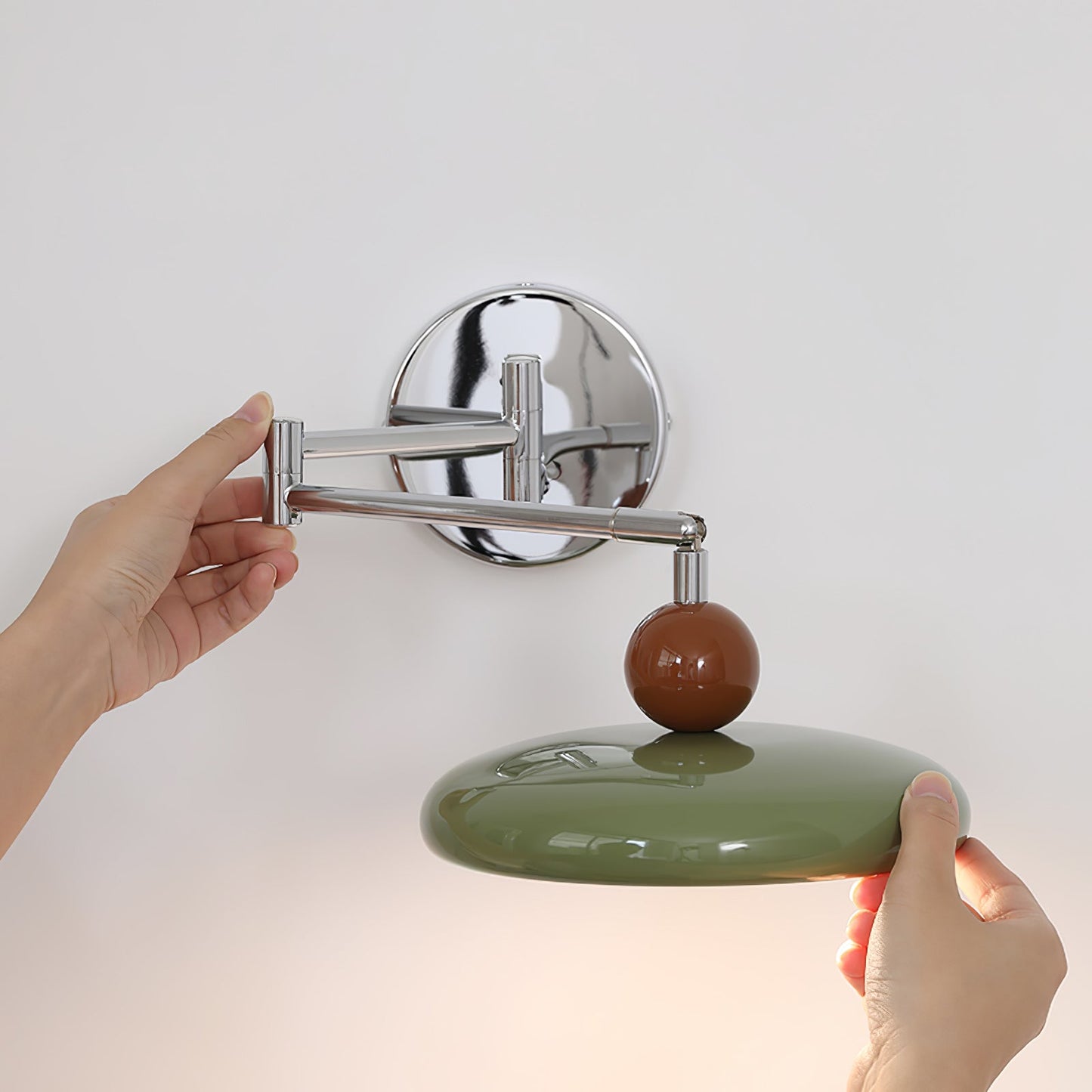 Lola Swing Arm Wall Lamp | Metal & Acrylic | Chrome or Green