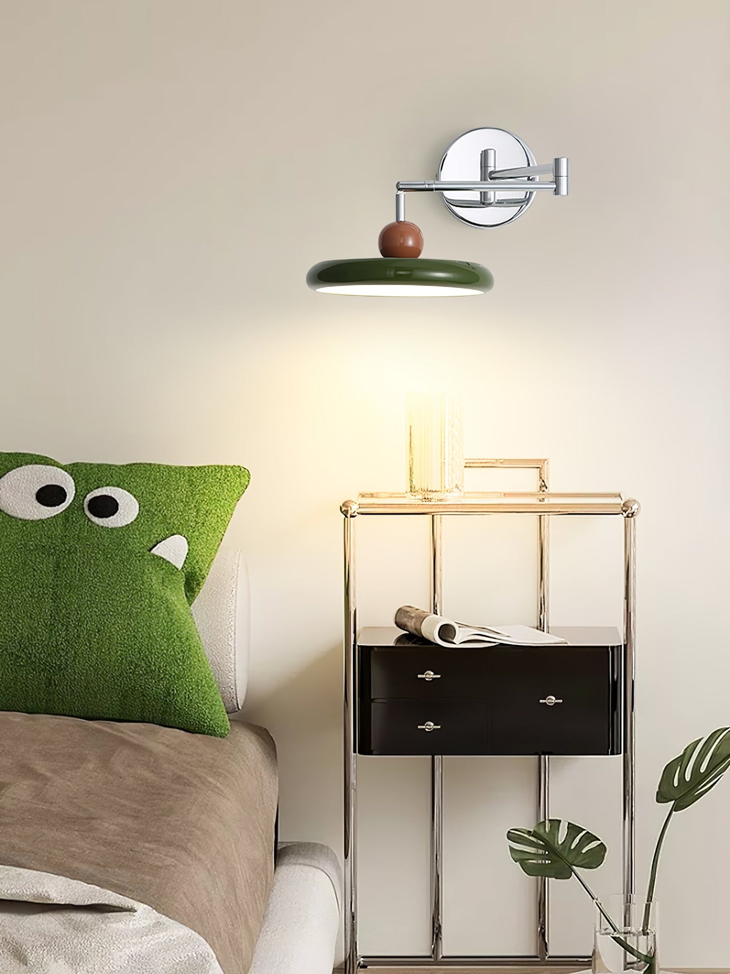 Lola Swing Arm Wall Lamp | Metal & Acrylic | Chrome or Green