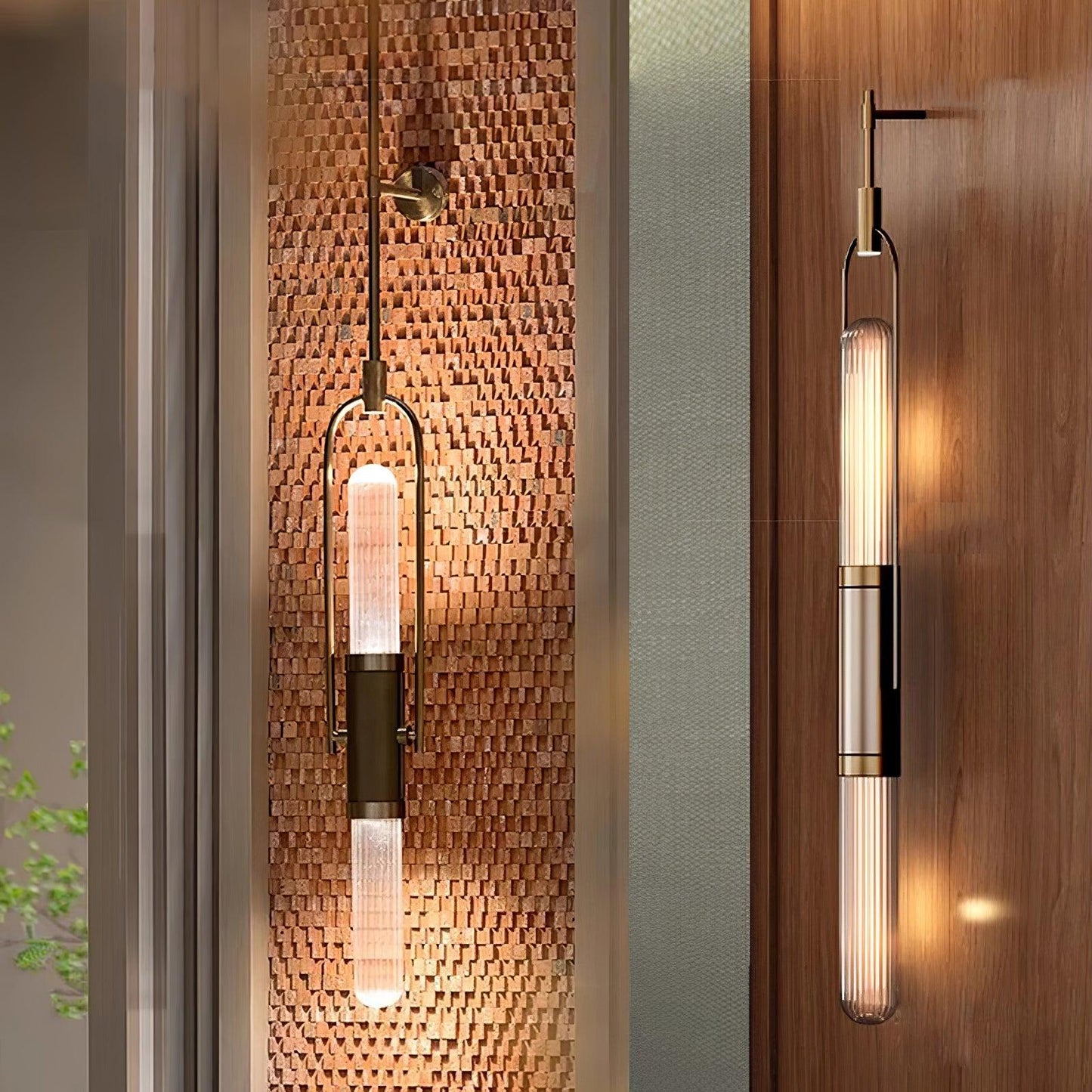 Long Arc Glass Wall Lamp | Metal & Glass | Gold or Black