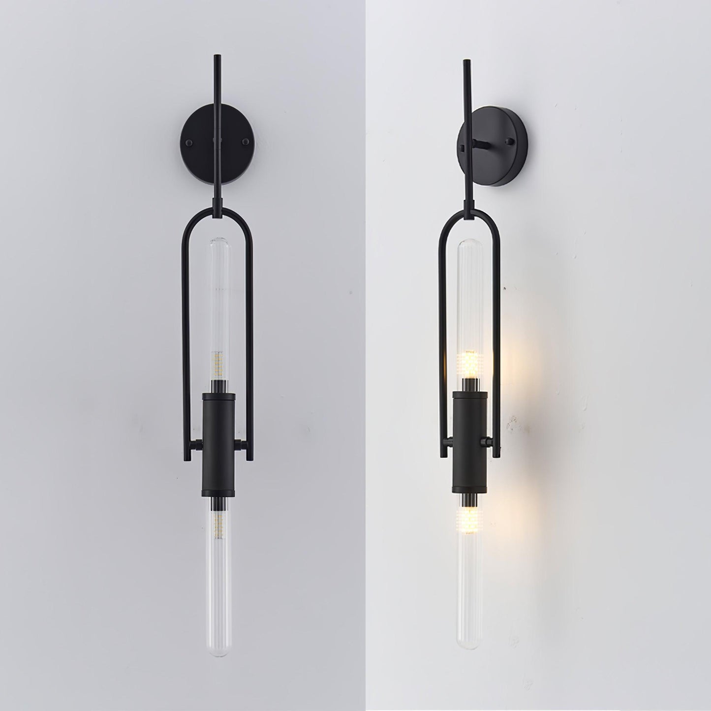 Long Arc Glass Wall Lamp | Metal & Glass | Gold or Black