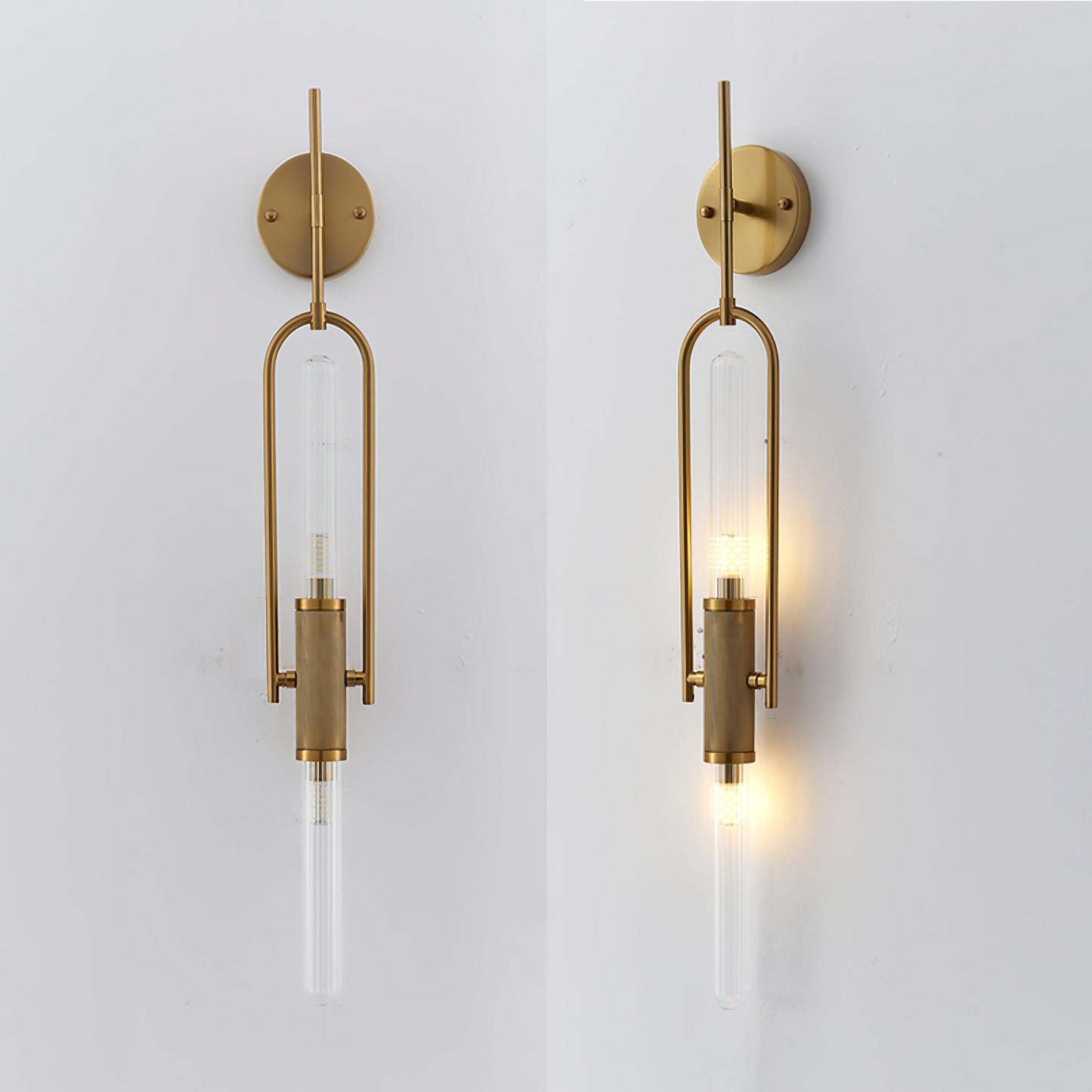 Long Arc Glass Wall Lamp | Metal & Glass | Gold or Black