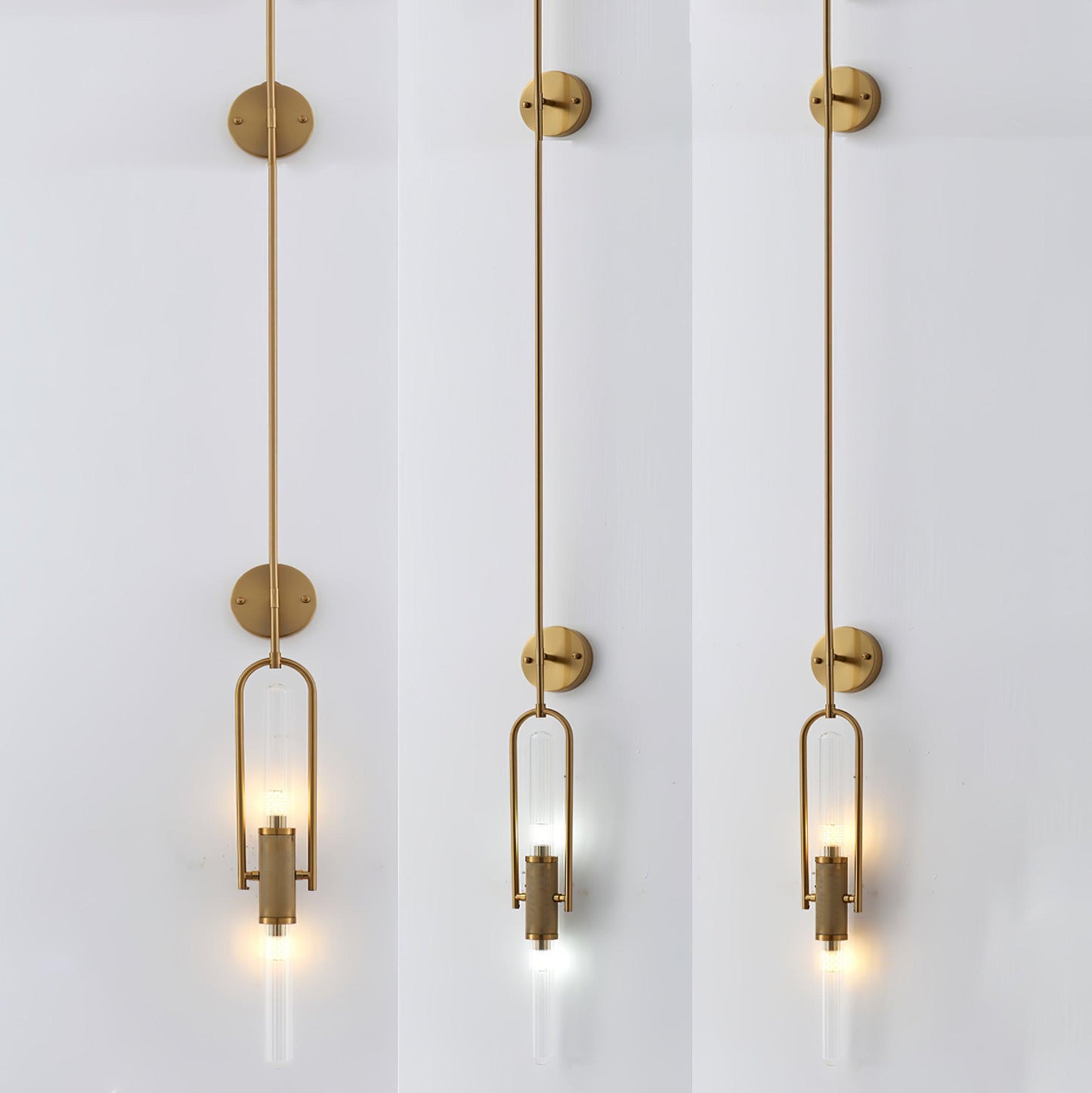 Long Arc Glass Wall Lamp | Metal & Glass | Gold or Black
