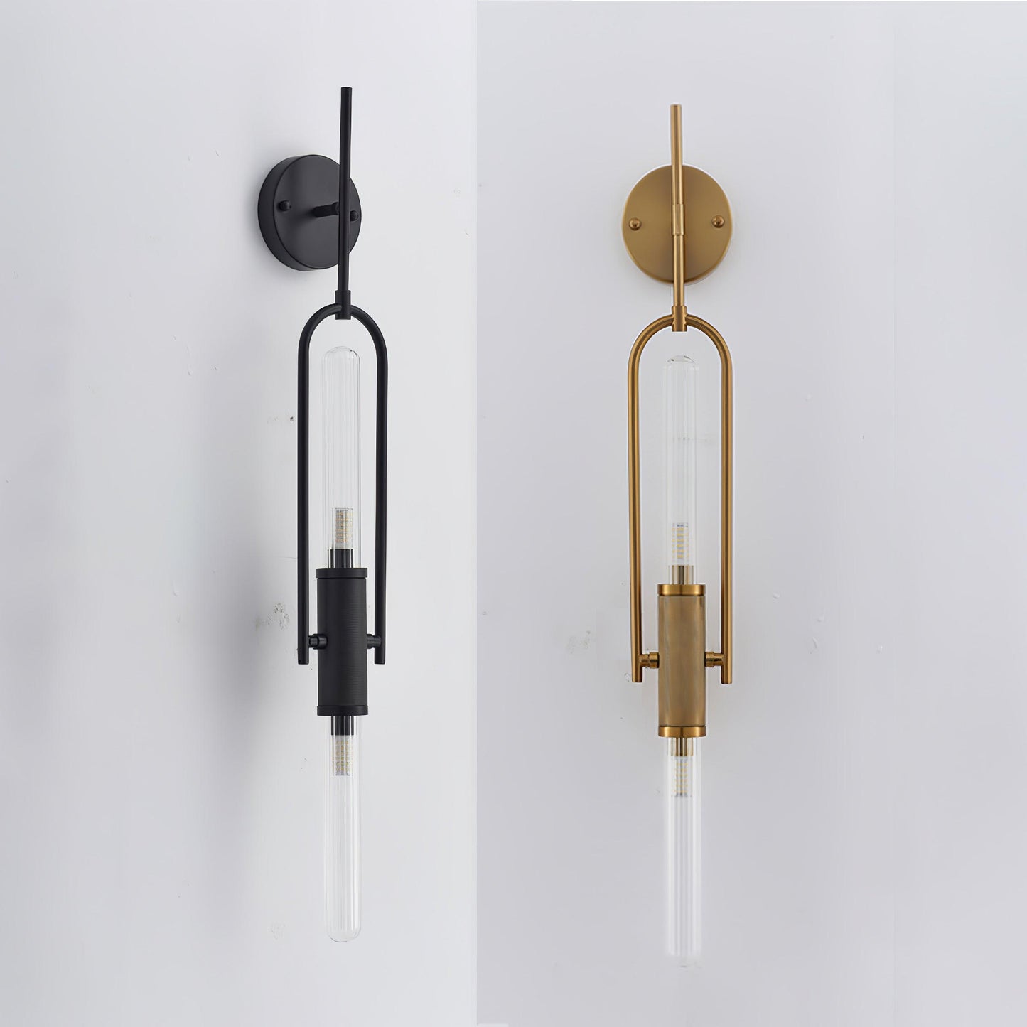 Long Arc Glass Wall Lamp | Metal & Glass | Gold or Black