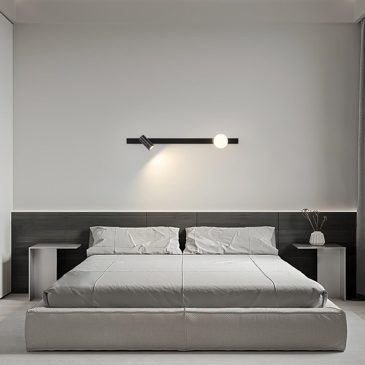Long Arm Wall Light | Brass & Glass | White